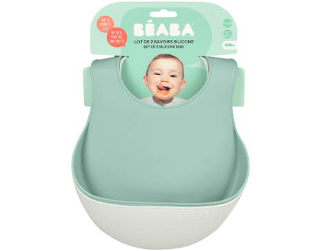 BEABA矽膠圍兜2件組