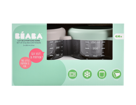 BEABA可堆疊玻璃食物儲存罐2件組